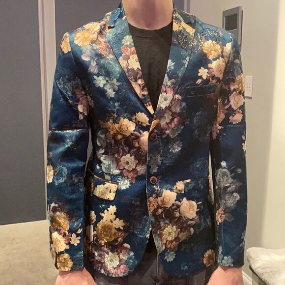 Men’s Jacquard Single Breasted Slim Fitted Suit Blazer Size 33 NWT - Picture 3 of 15